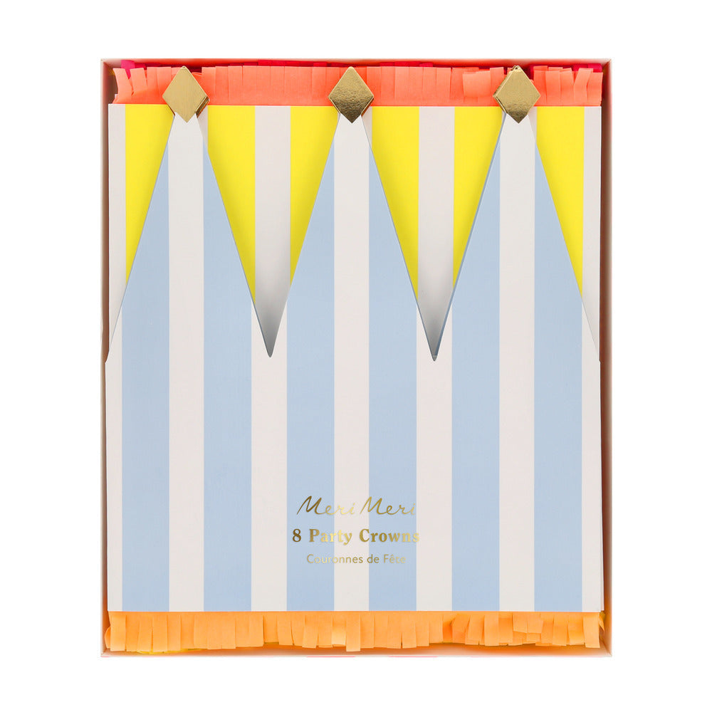 Meri Meri papirkroner, Striped - 8 stk.