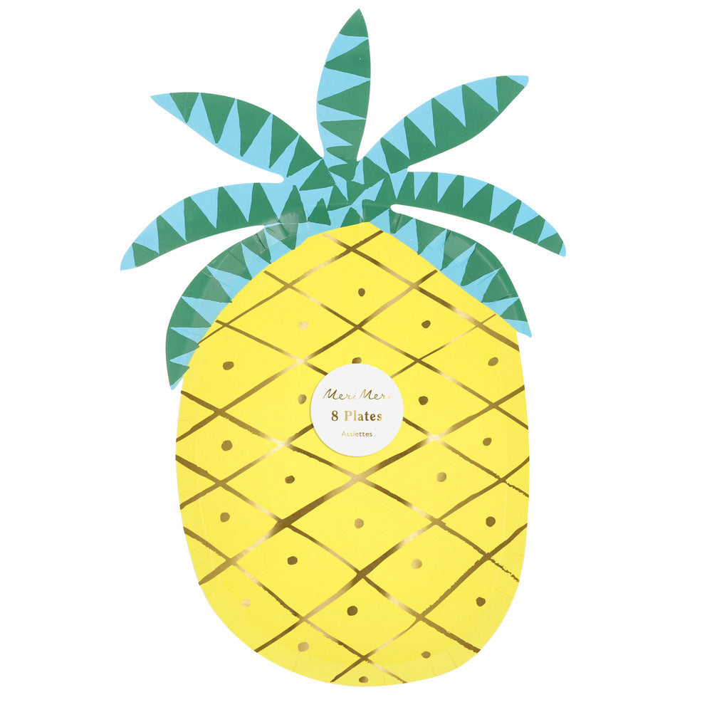 Meri Meri papptallerkener - Pineapple - 8 stk.