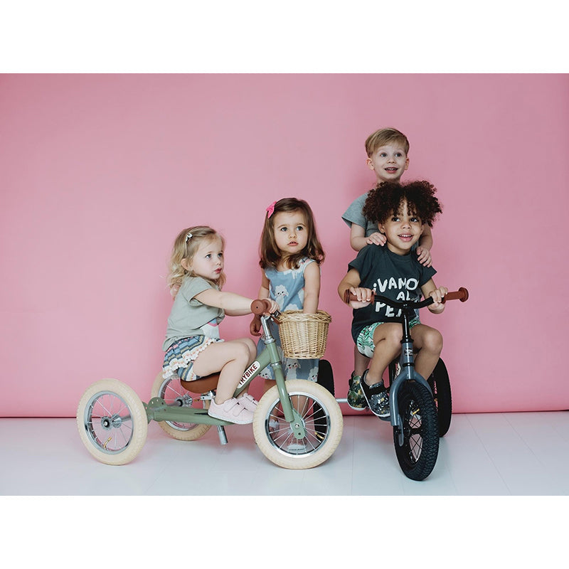 Trybike trehjult løpesykkel, vintage green m. retro look (matte felger)