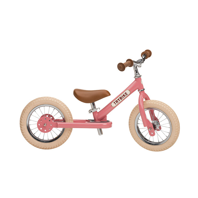Trybike løbecykel, vintage pink m. retro look