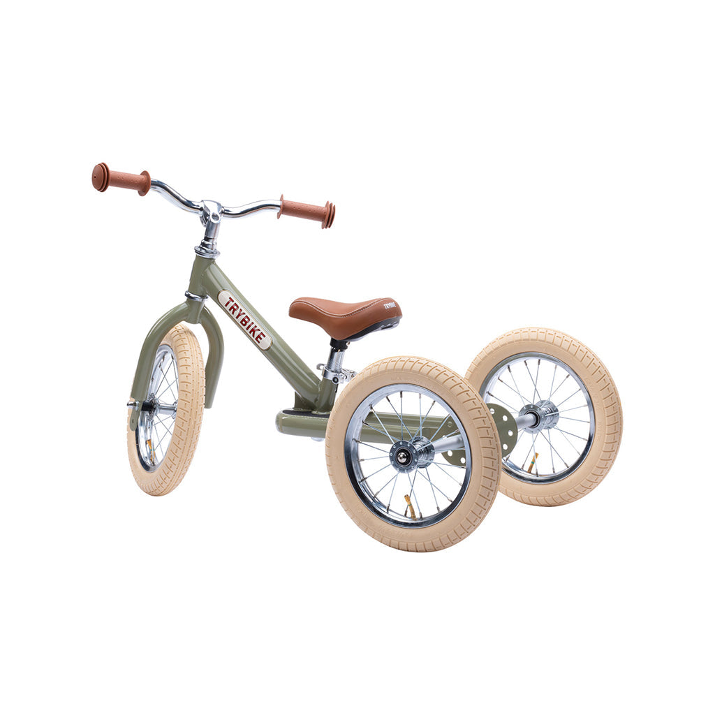 Trybike trehjulet løbecykel, vintage grøn med retro look