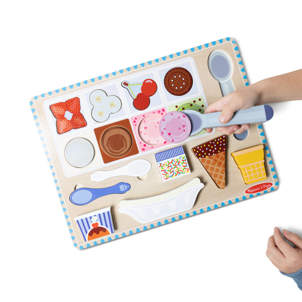 Melissa & Doug 2-i-1 lekesett, Magnetisk puslespill og lekemat - Iskrem