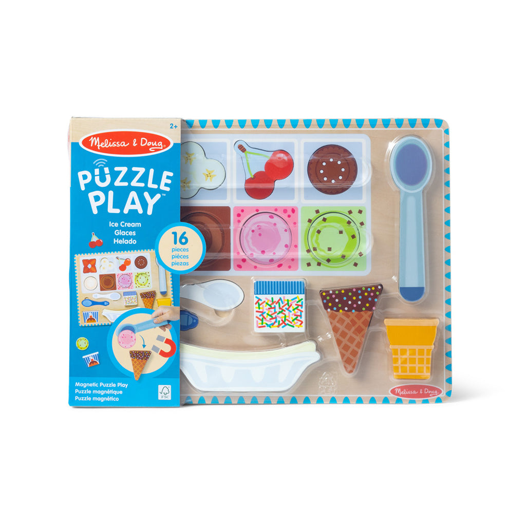 Melissa & Doug 2-i-1 lekesett, Magnetisk puslespill og lekemat - Iskrem
