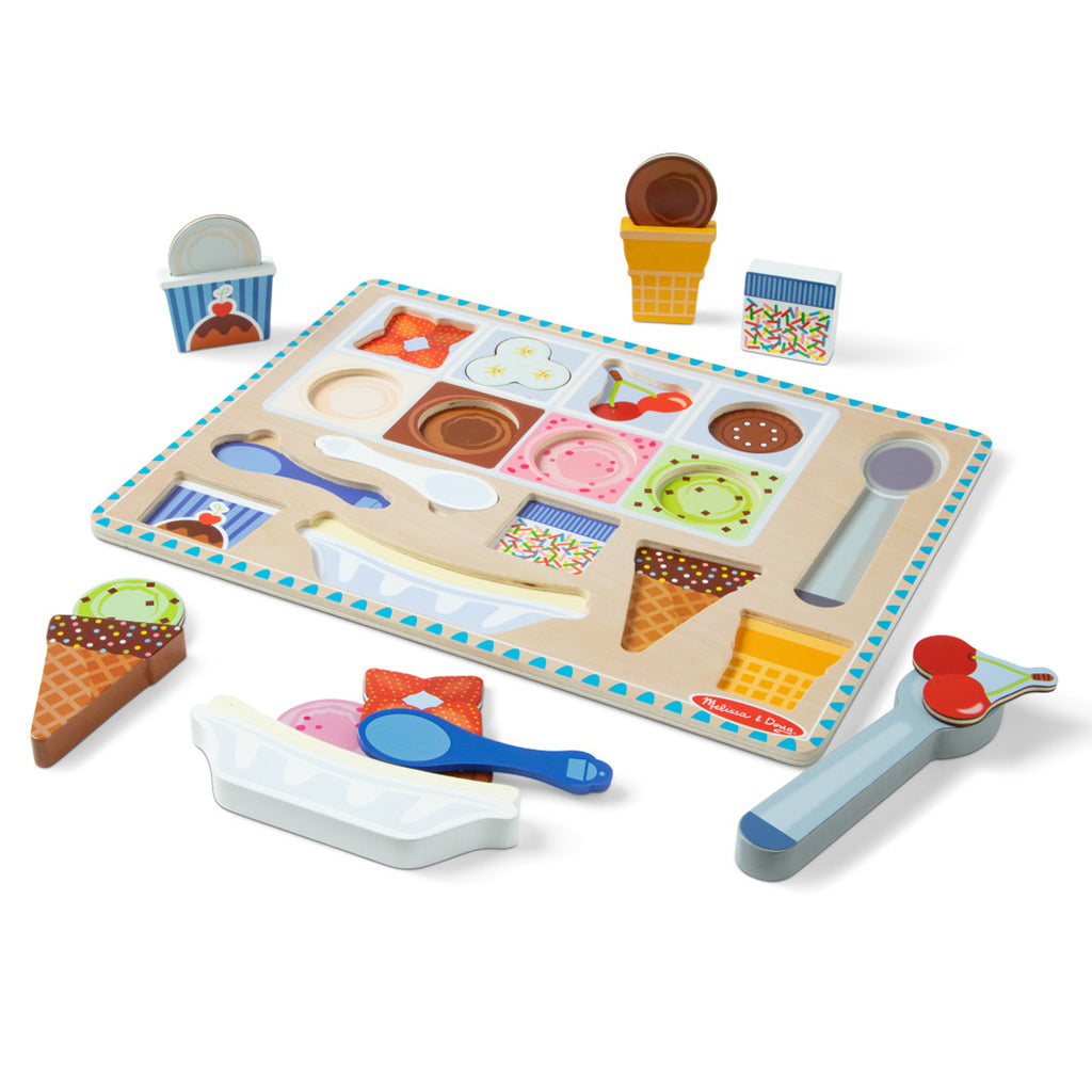 Melissa & Doug 2-i-1 lekesett, Magnetisk puslespill og lekemat - Iskrem