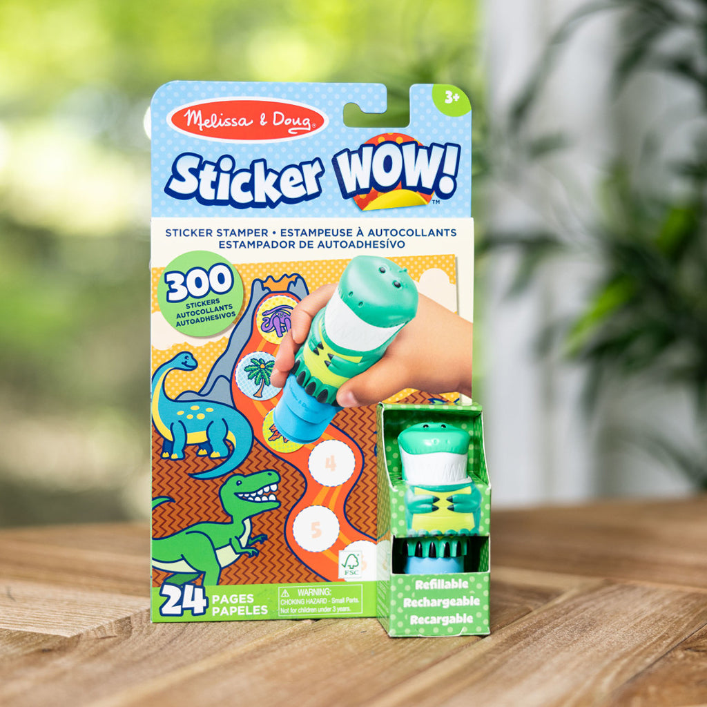 Melissa & Doug Wow! Aktivitetsblokk, Stempel-selv klistremerker - Dinosaur