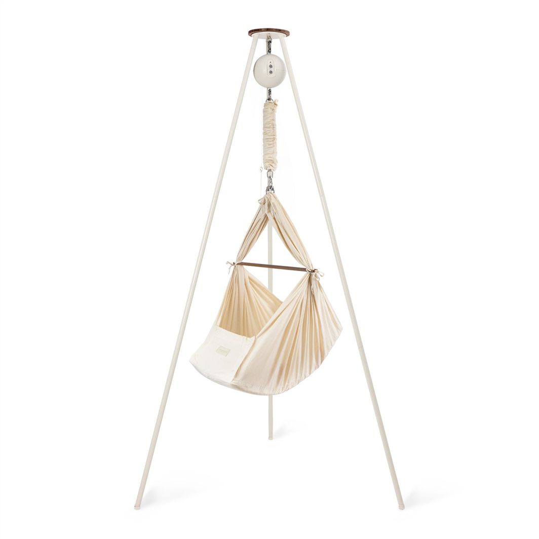 Moonboon Classic Bundle, slyngevugge med motor og stativ i naturfarve