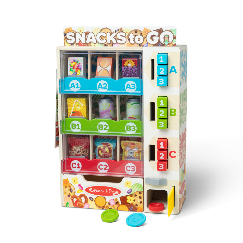 Melissa & Doug træ snack automat med 16 legemaddeler