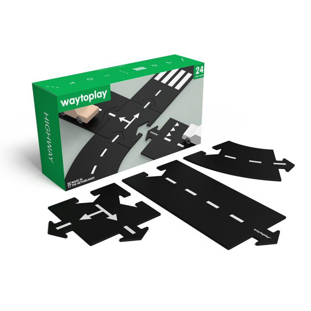 Waytoplay bilbane i gummi, 24 dele - Highway