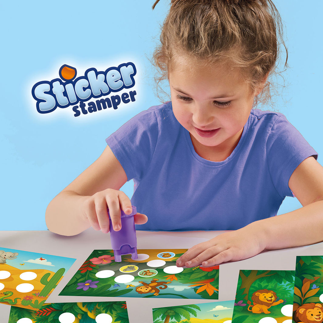 SES Creative Stempel med klistremerker, Jungeldyr