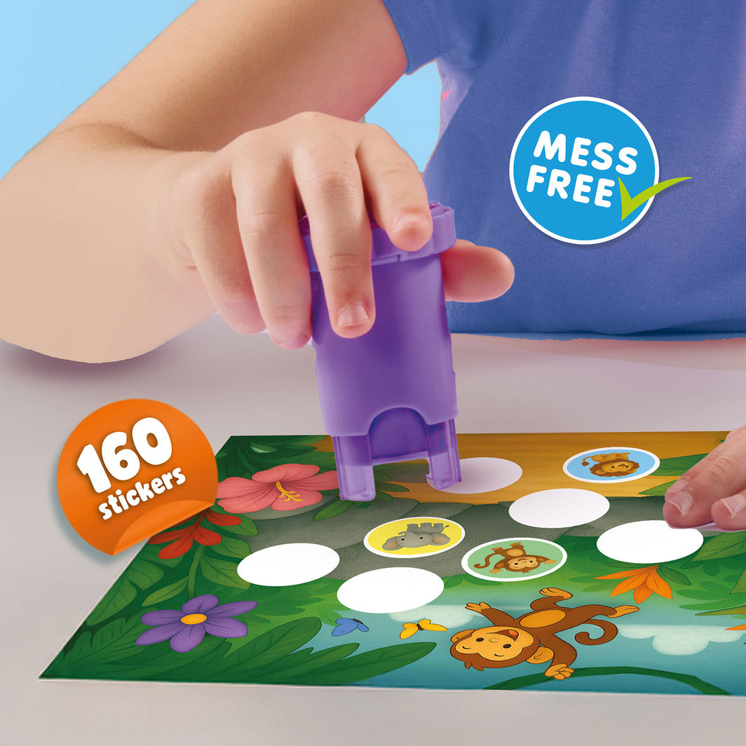 SES Creative Stempel med klistremerker, Jungeldyr