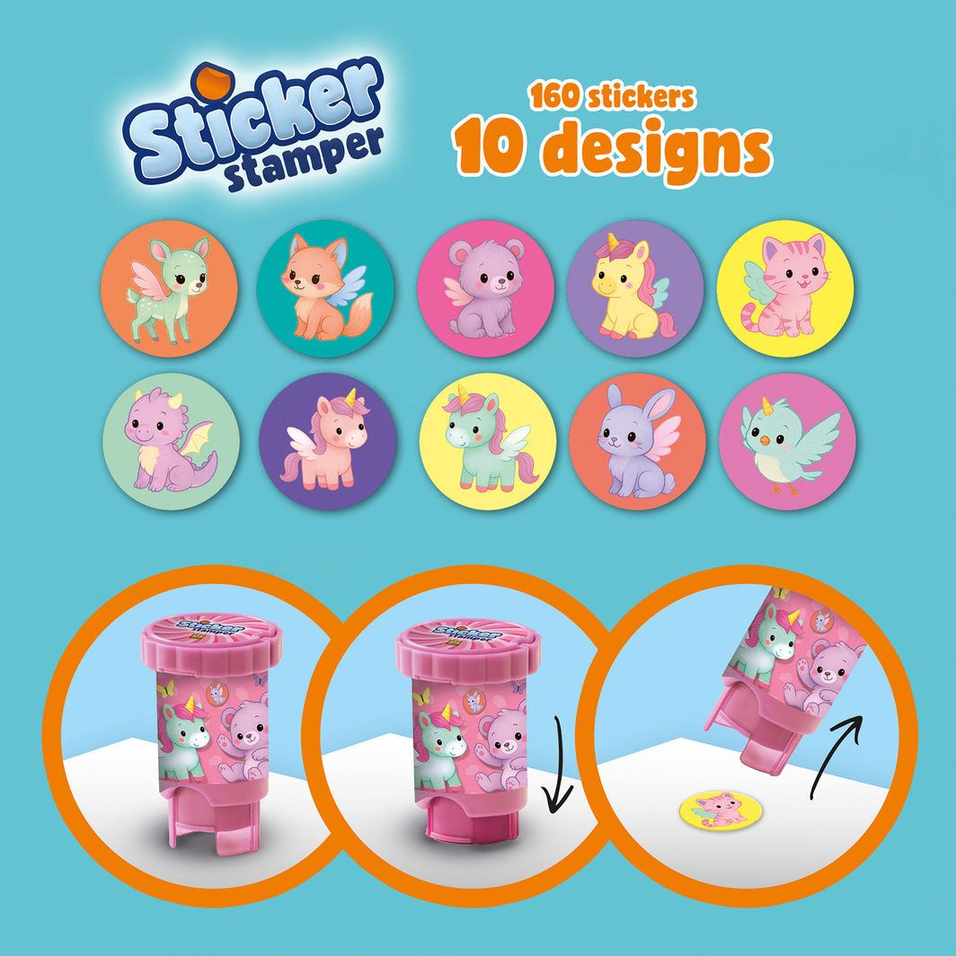SES Creative Stempel med klistremerker, Fantasidyr