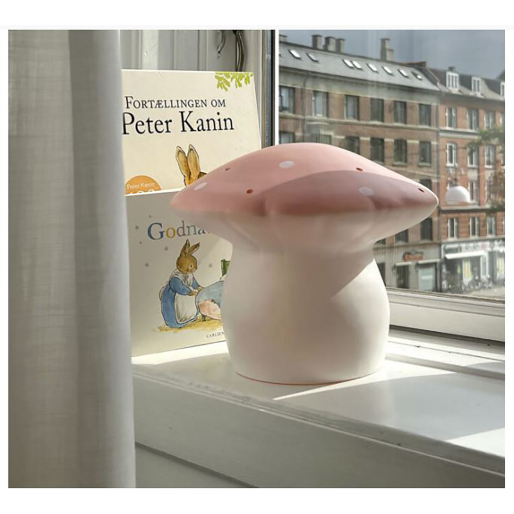 Sopp-lampe, mellomstor paddehatt - Vintage rosa