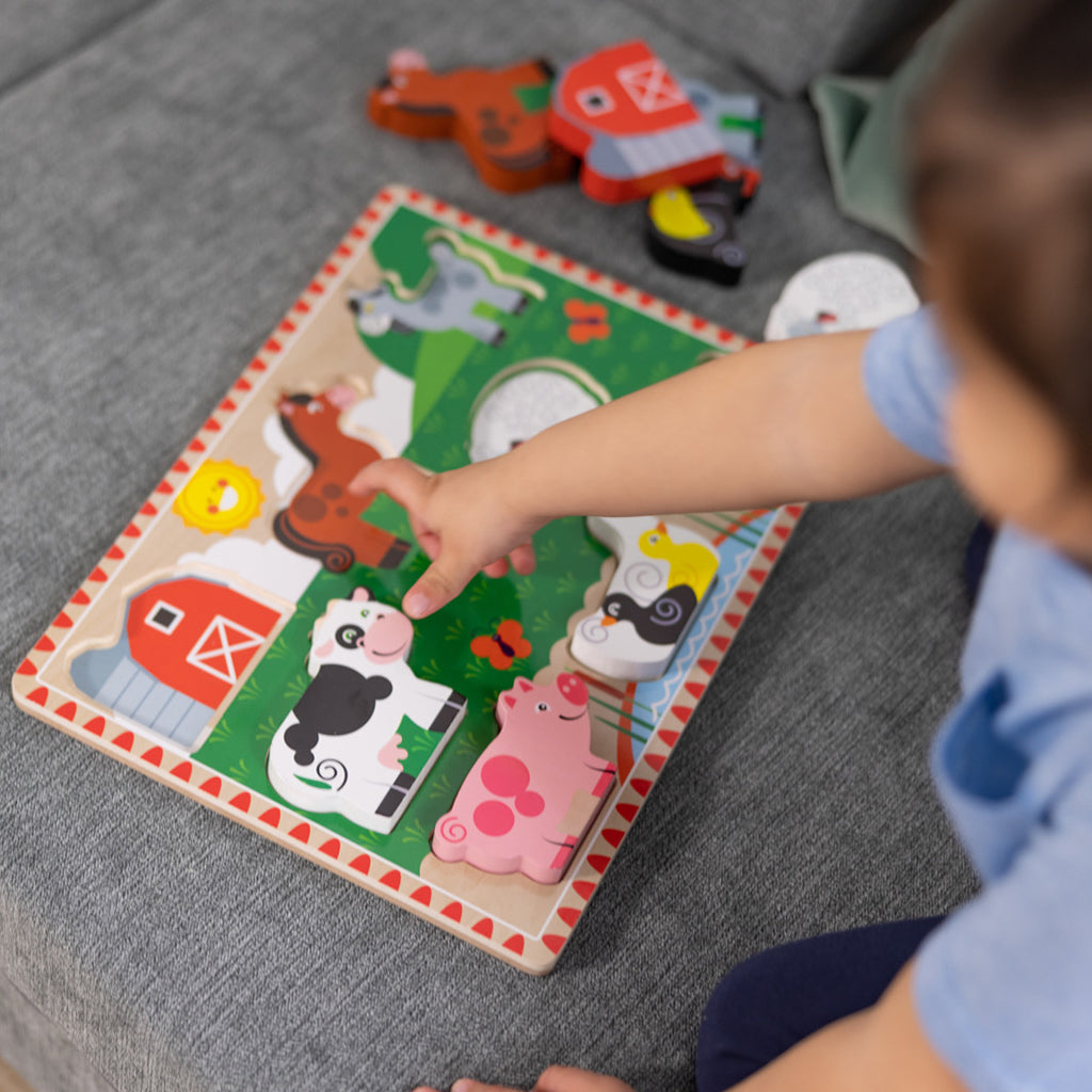Melissa & Doug Puslespill i tre med store brikker, Bondegård - 8 brikker