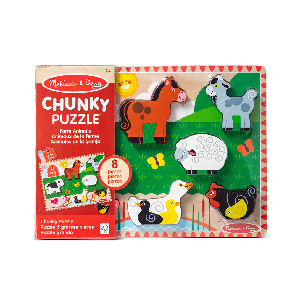 Melissa & Doug Puslespill i tre med store brikker, Bondegård - 8 brikker