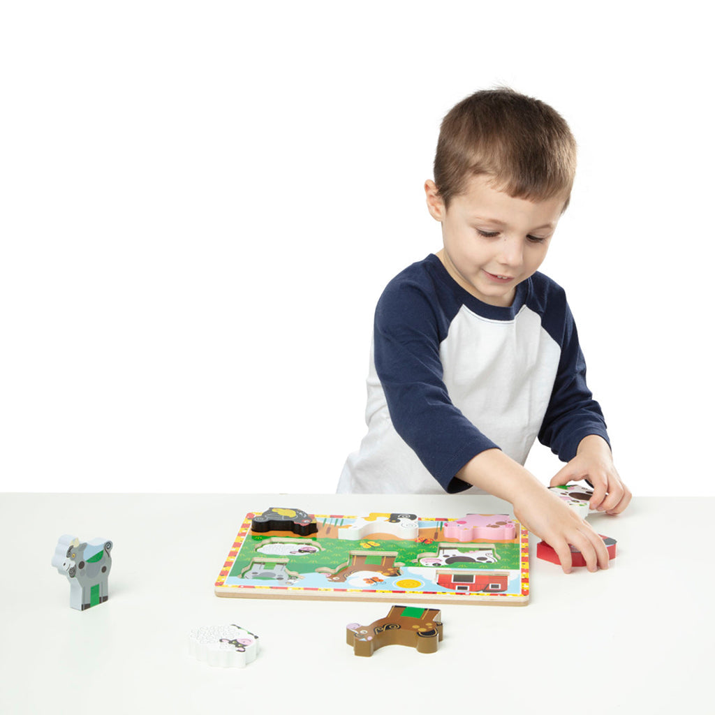 Melissa & Doug Puslespill i tre med store brikker, Bondegård - 8 brikker