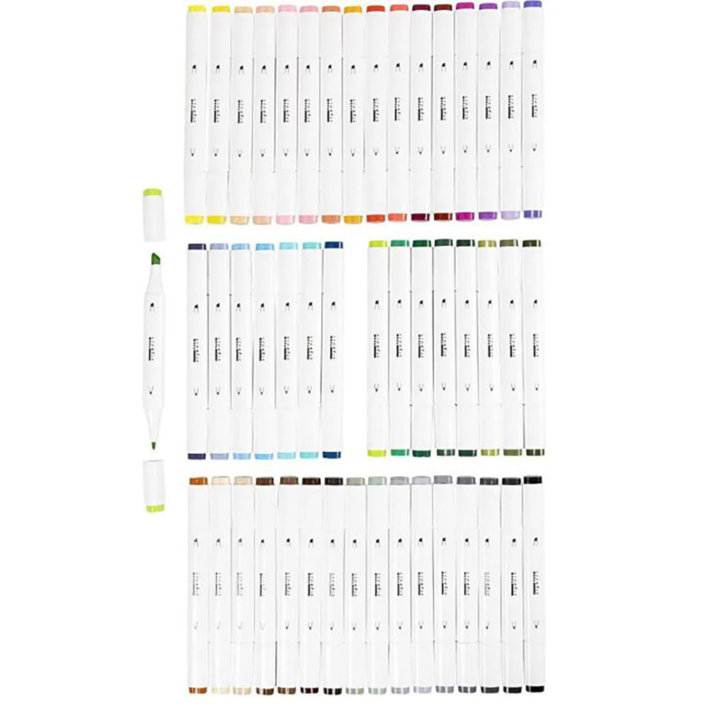Illustration Marker, dobbelt, strek 1 + 8 mm strek, 48 stk. - Standardfarger