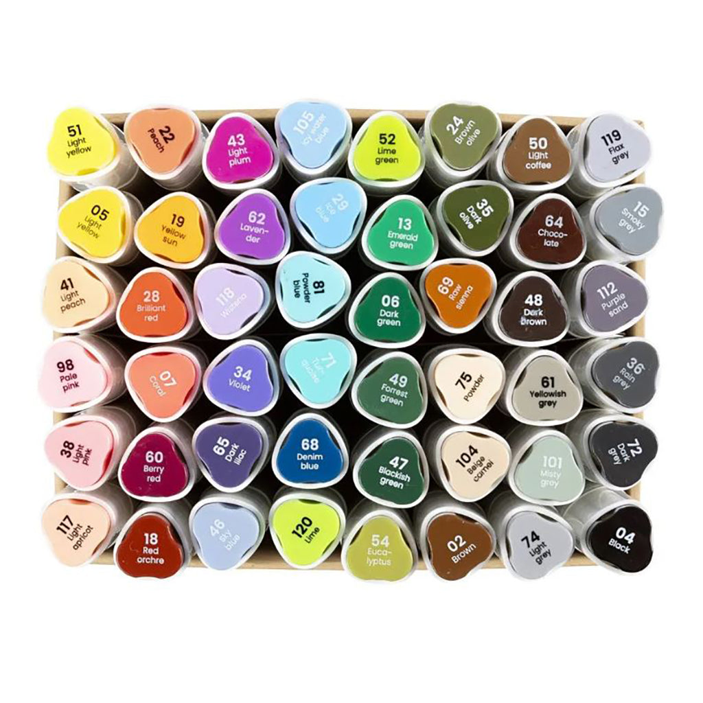 Illustration Marker, dobbelt, strek 1 + 8 mm strek, 48 stk. - Standardfarger