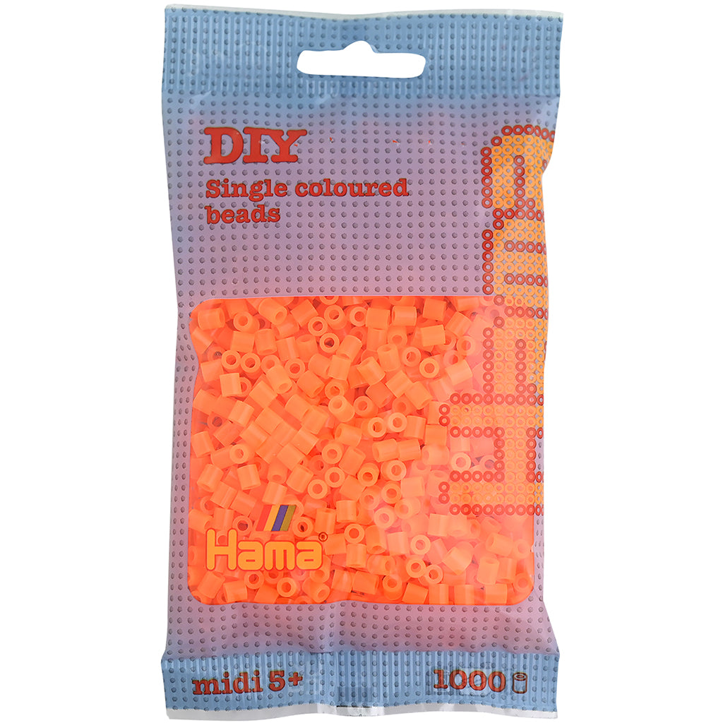 Hama Midi perler i pose, Neon orange - 1000 stk