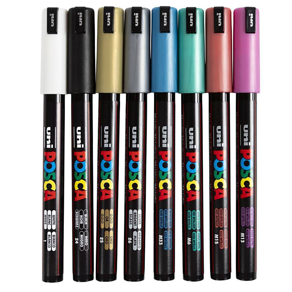 Posca Tusjer, strek 0.7 mm - 8 stk. ass farger