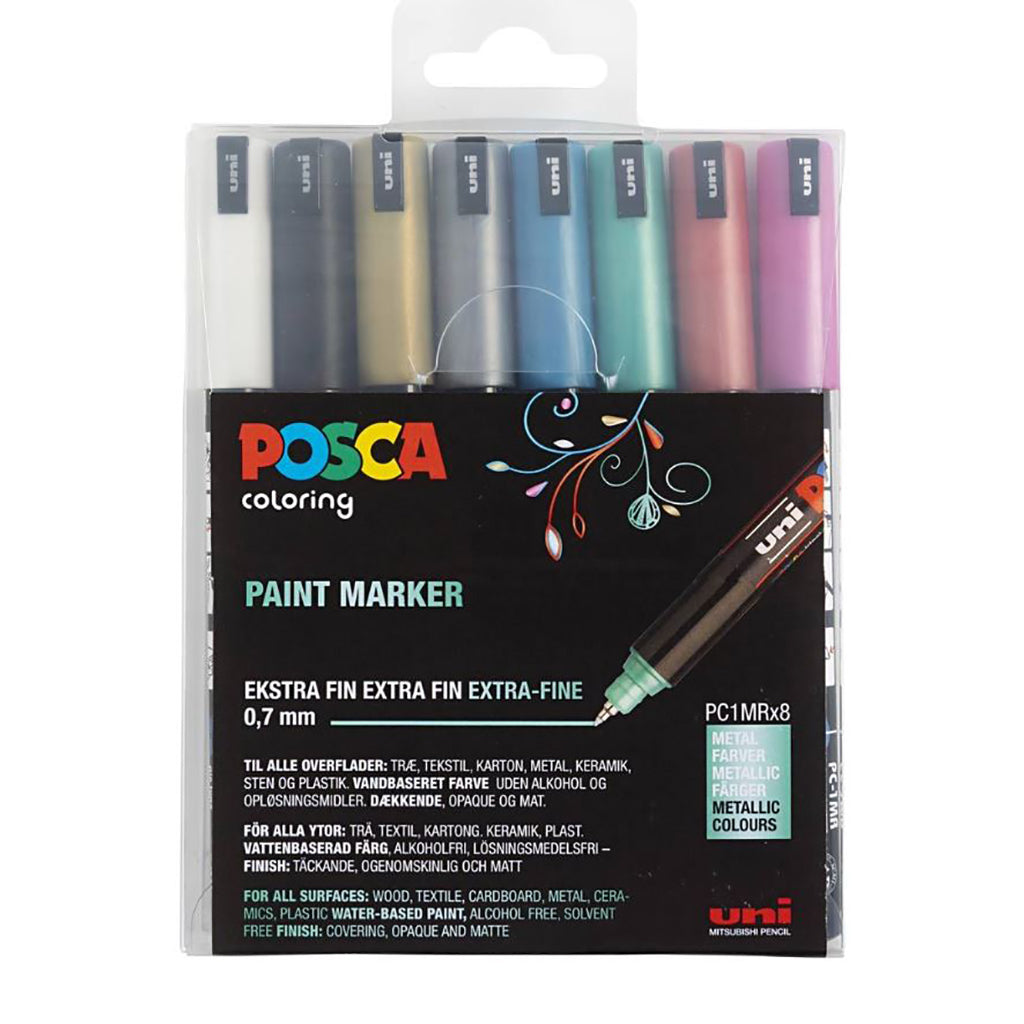 Posca Tusjer, strek 0.7 mm - 8 stk. ass farger