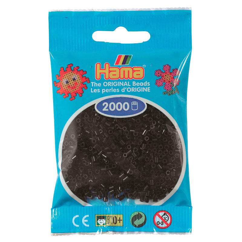 Hama Mini perler i pose, Svart - 2000 stk