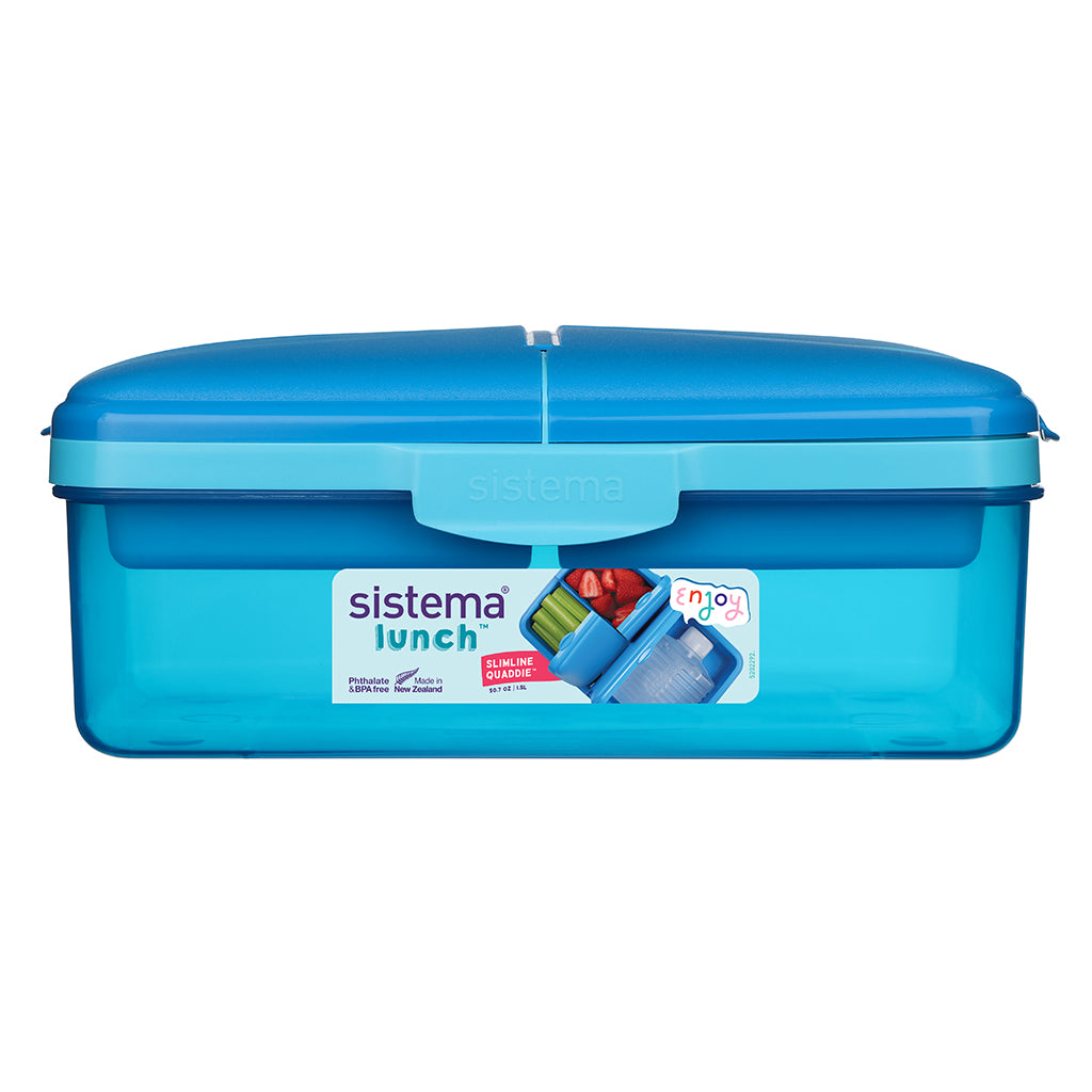 Sistema matboks og drikkeflaske, Slimline Quaddie 1.5 L - Blue