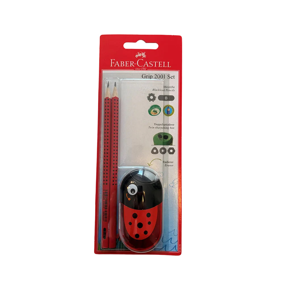 Faber-Castell 3-i-1 Grip set m. mariehøne blyantspidser