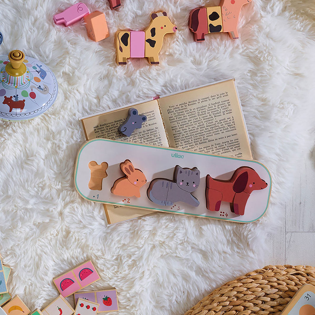 Vilac Puslespill med 10 biter - Fire dyr