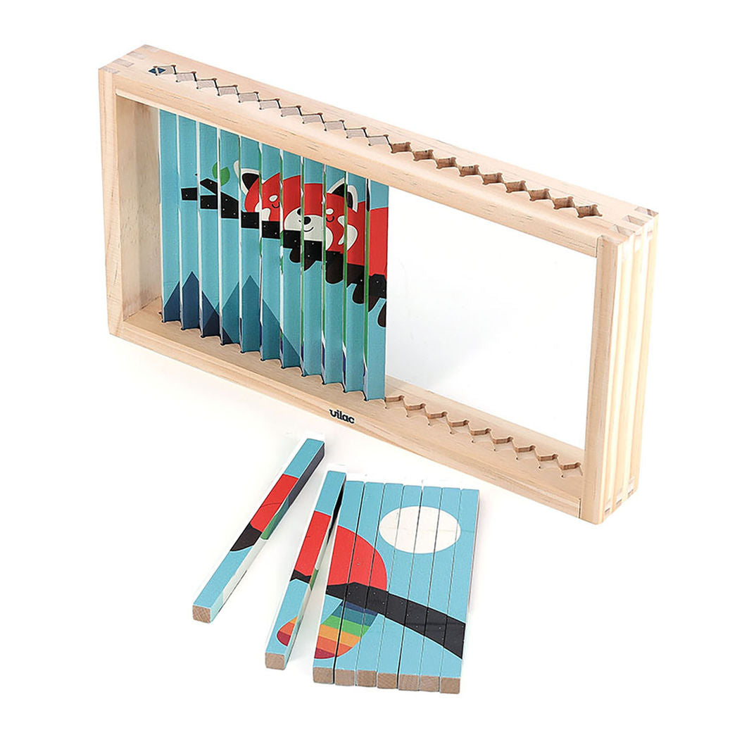 Vilac Agamografisk puslespill med 20 brikker, 4-dimensjonalt design – Dyr