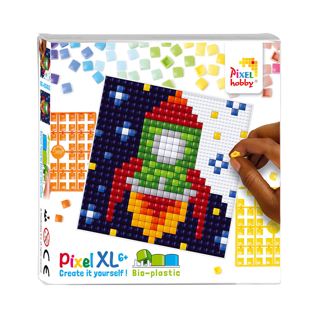 Pixel mosaic XL perler basissæt måneraket