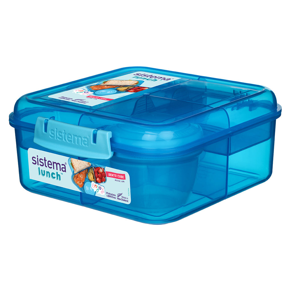 Sistema Bento Cube matboks m 3 rom og en beholder, 1.25L - Blue