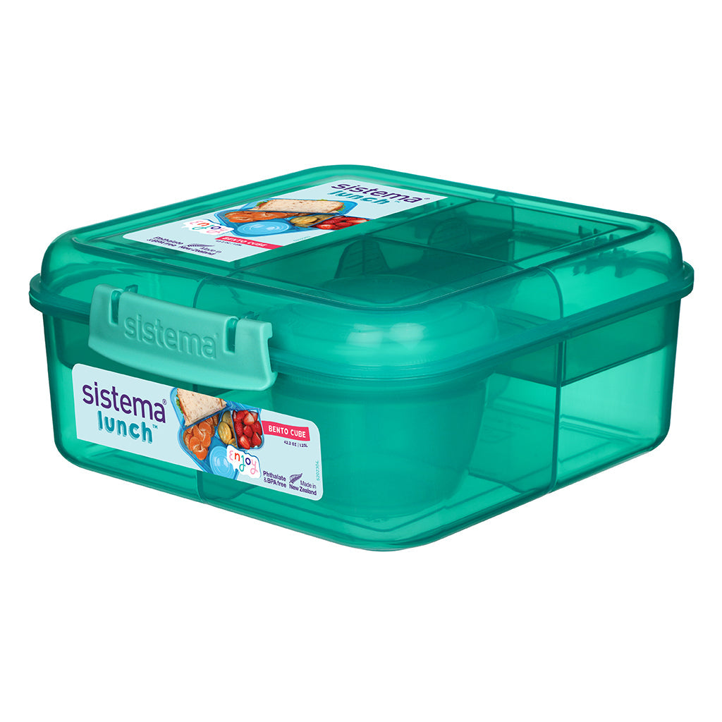 Sistema Bento Cube matboks m 3 rom og en beholder, 1.25L - Teal