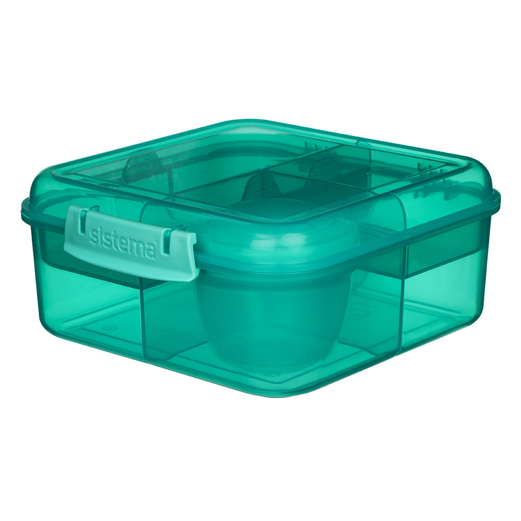Sistema Bento Cube matboks m 3 rom og en beholder, 1.25L - Teal