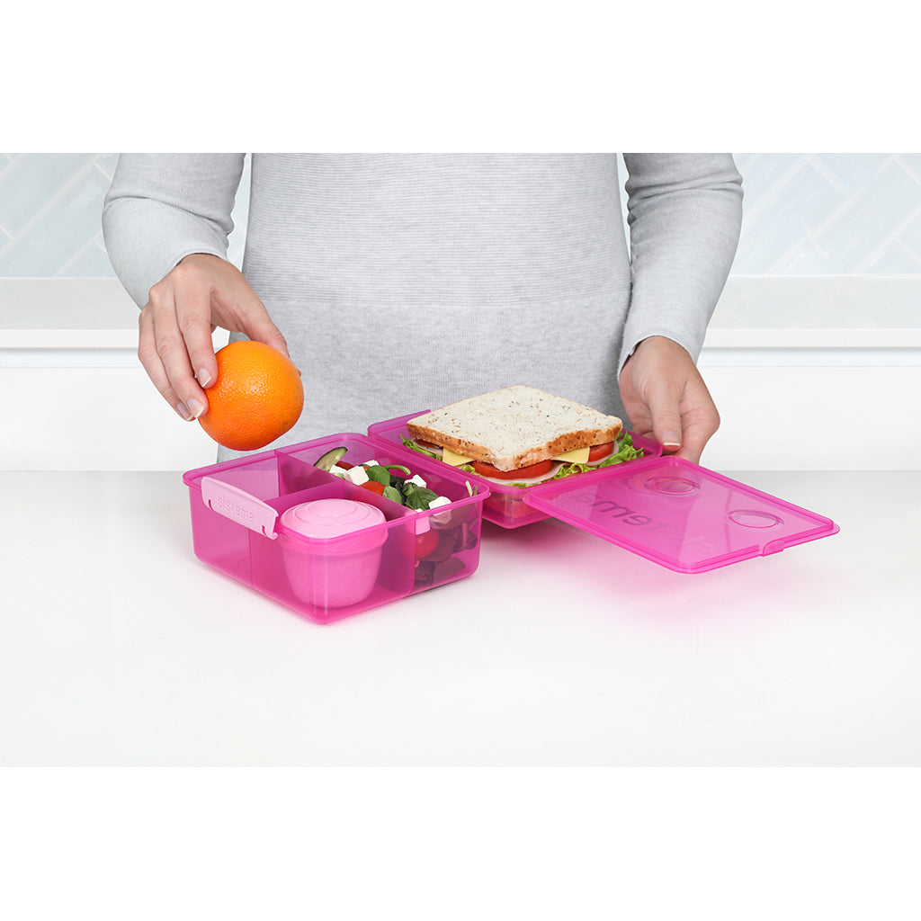 Sistema Lunch Cube max lunsj, matboks med 4 rom og en beholder, Pink
