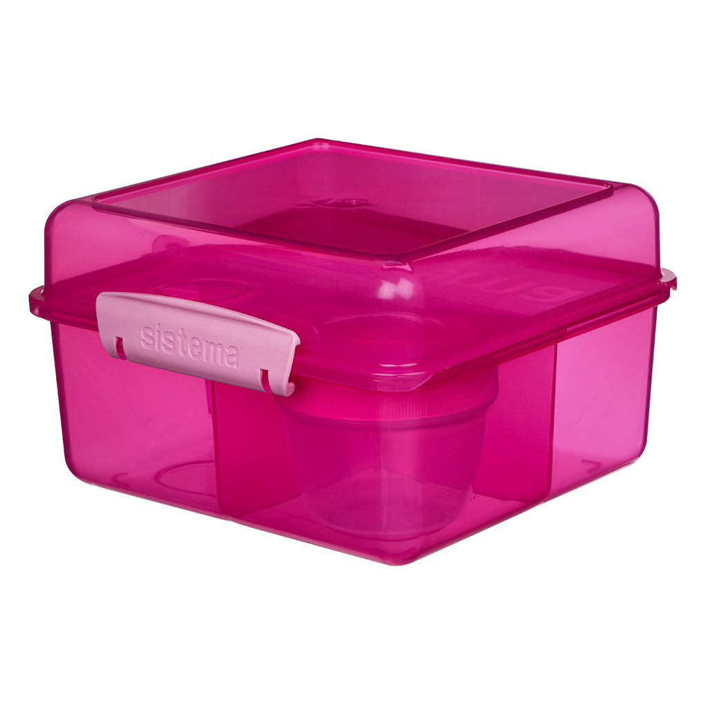 Sistema Lunch Cube max lunsj, matboks med 4 rom og en beholder, Pink