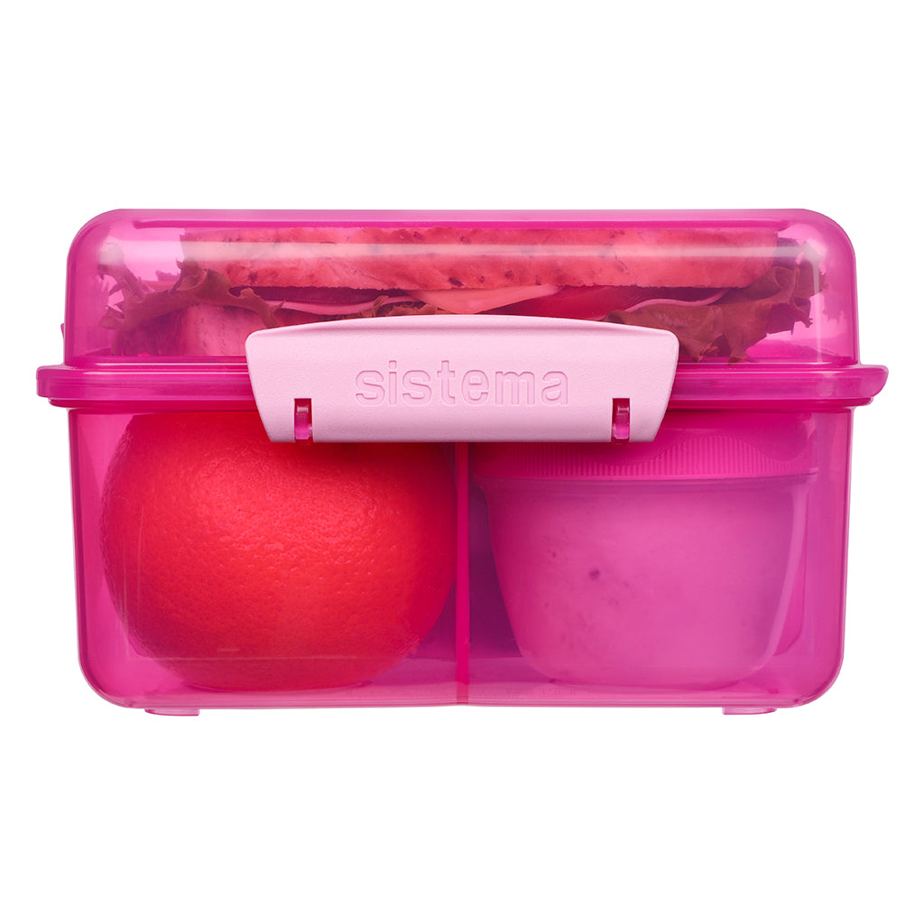 Sistema Lunch Cube max lunsj, matboks med 4 rom og en beholder, Pink