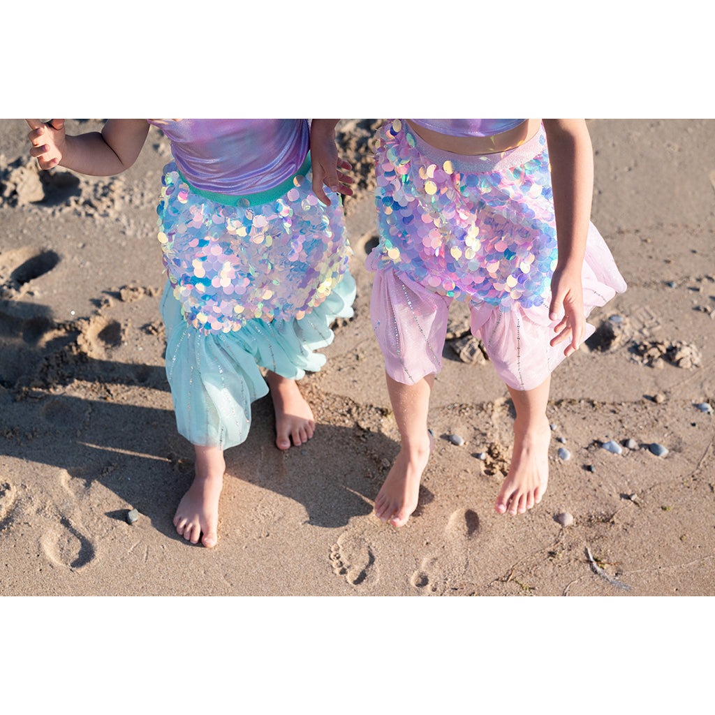 Great Pretenders utkledningsklær, Bling Bling Havfrue skjørt og hårklips, mint - Str. 4-6 år