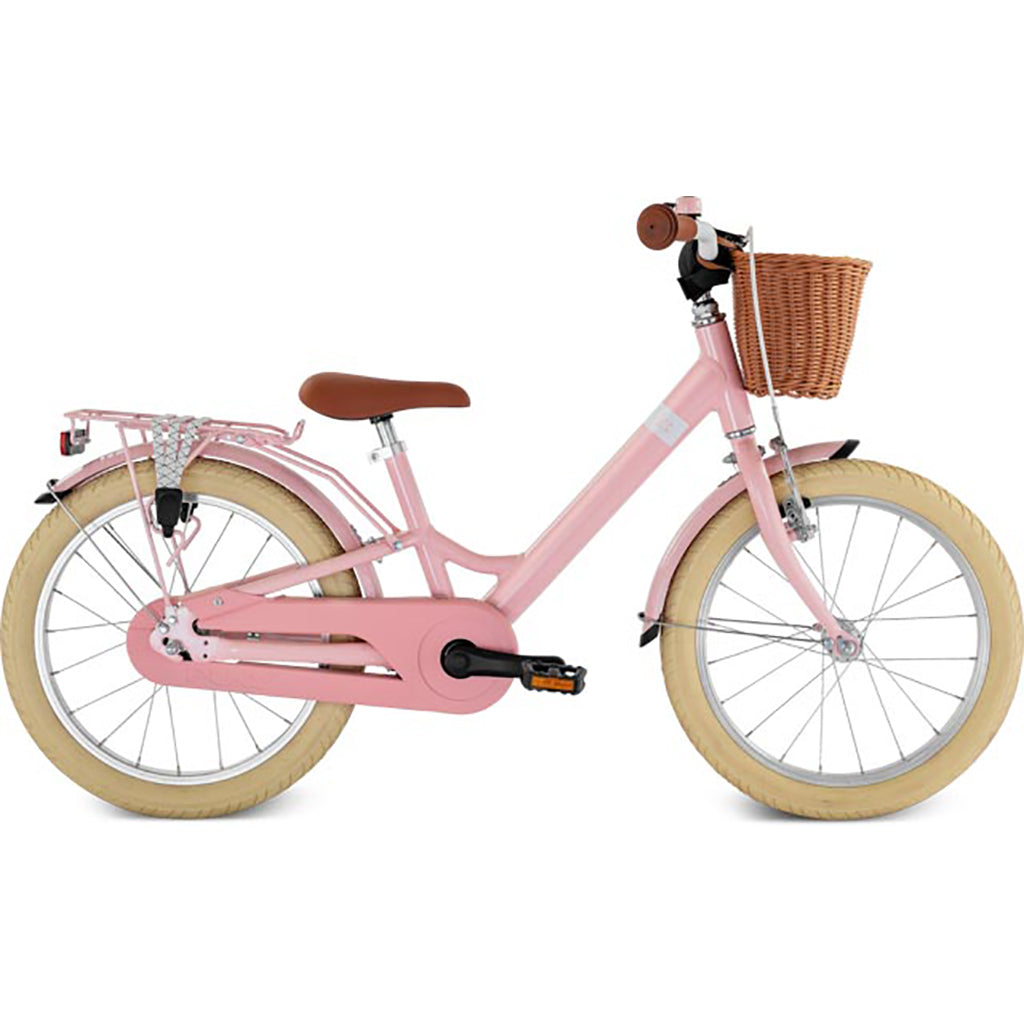 Puky Youke Classic cykel m. håndbremse og cykelkurv, 18" - Retro rose - Fra 5 år