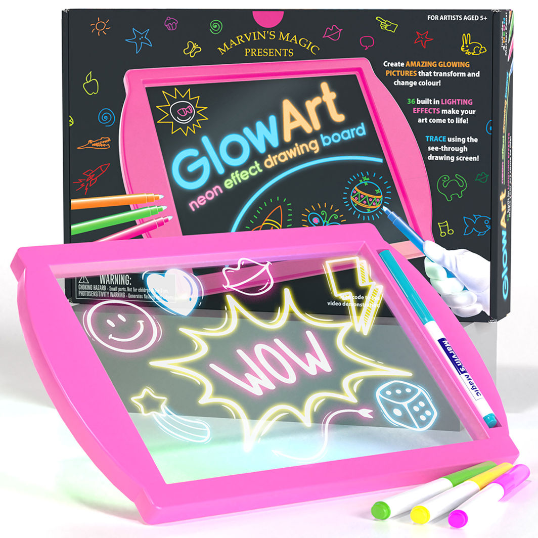 Marvins Magic Glow Art Pink med 4 fluorescerende penne