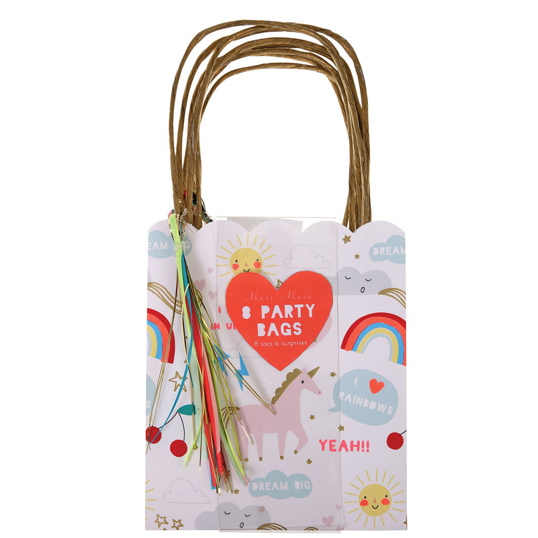 Meri Meri gaveposer, Rainbow Unicorn - 8 stk.
