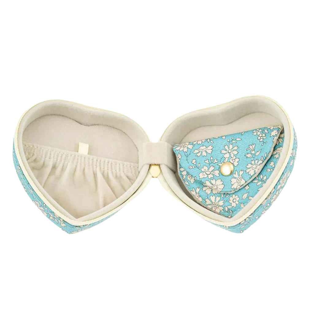 Bon Dep smykkeskrin med Liberty-trykk, hjerte - Capel soft teal