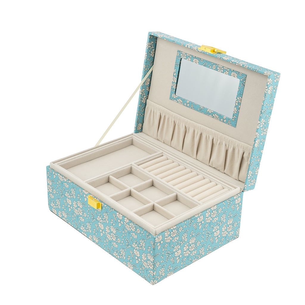 Bon Dep smykkeskrin med Liberty print, Square - Capel soft teal
