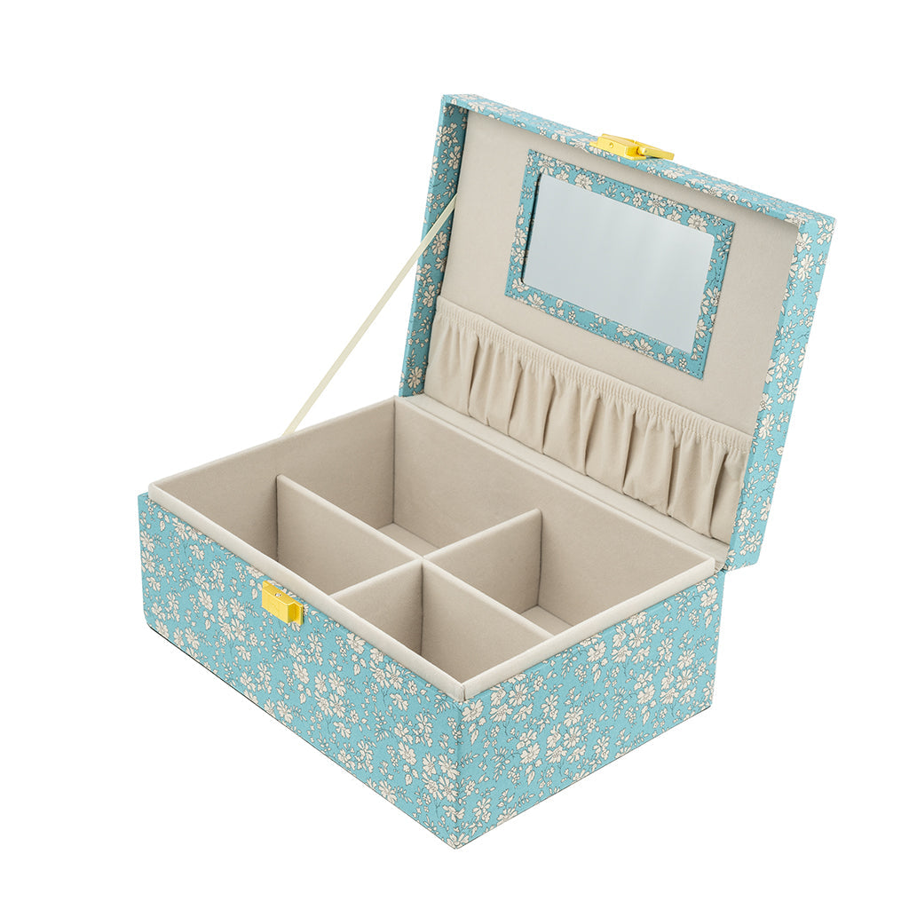 Bon Dep smykkeskrin med Liberty print, Square - Capel soft teal