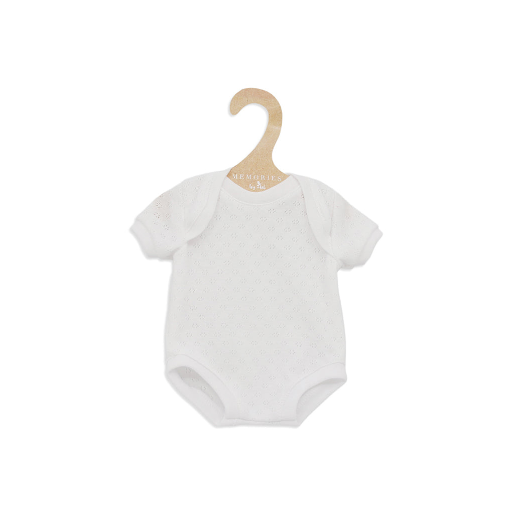 Así dukketøy til Leo og Leonora babydukke, str. 46 cm - Hvit kortermet bodystocking
