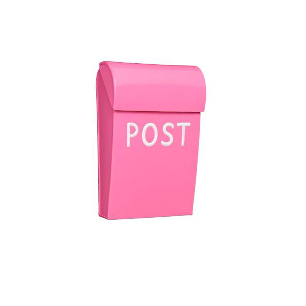 Bruka Design postkasse, Mini - Mørk rosa med hvid "POST" skrift
