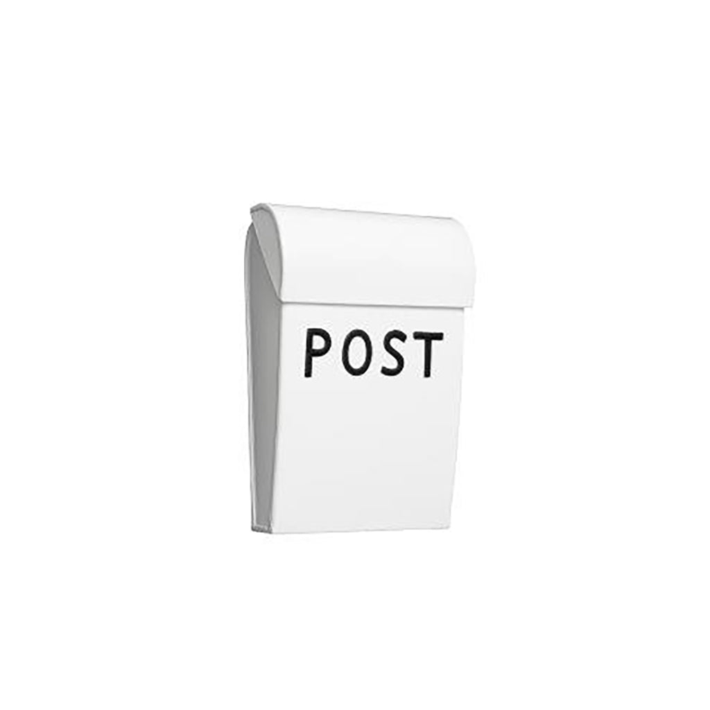 Bruka Design postkasse, Mini - Hvit med sort skrift