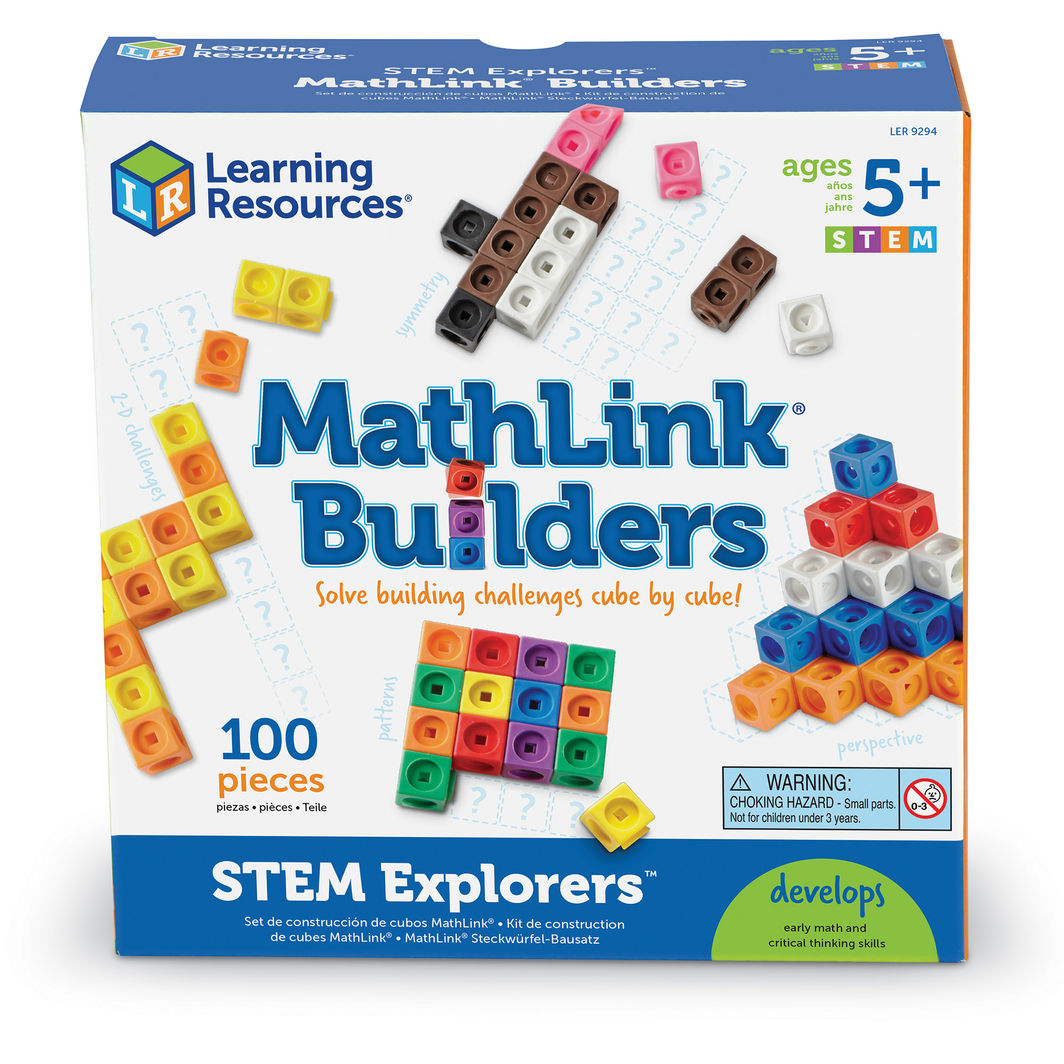 Learning Resources MathLink Builders aktivitetssæt med byggeudfordringer og farverige terninger