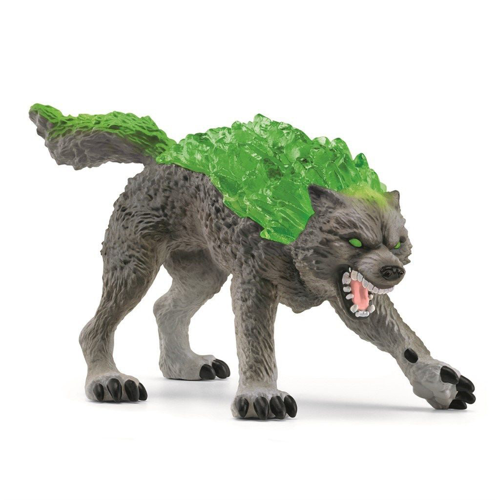 Schleich Eldrador Granite Wolf figur, legetøjsulv med grøn manke