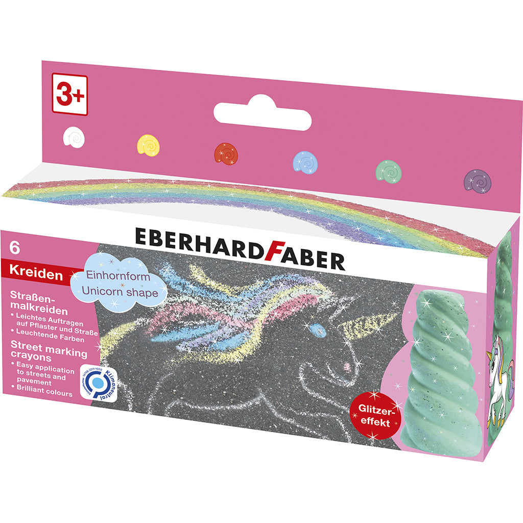 Faber-Castell, EFA gadekridt, 6 stk. Unicorn glitter