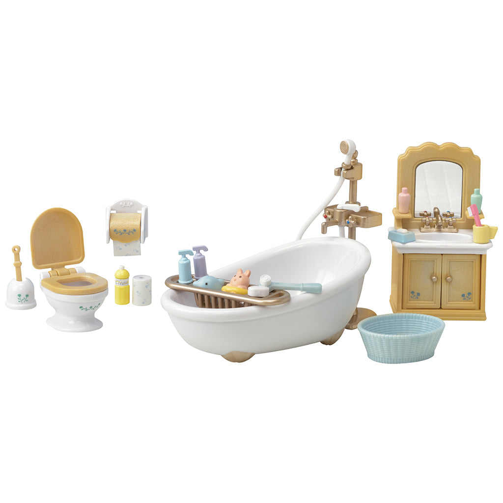 Sylvanian Families badeværelsessæt med badekar, toilet og håndvask